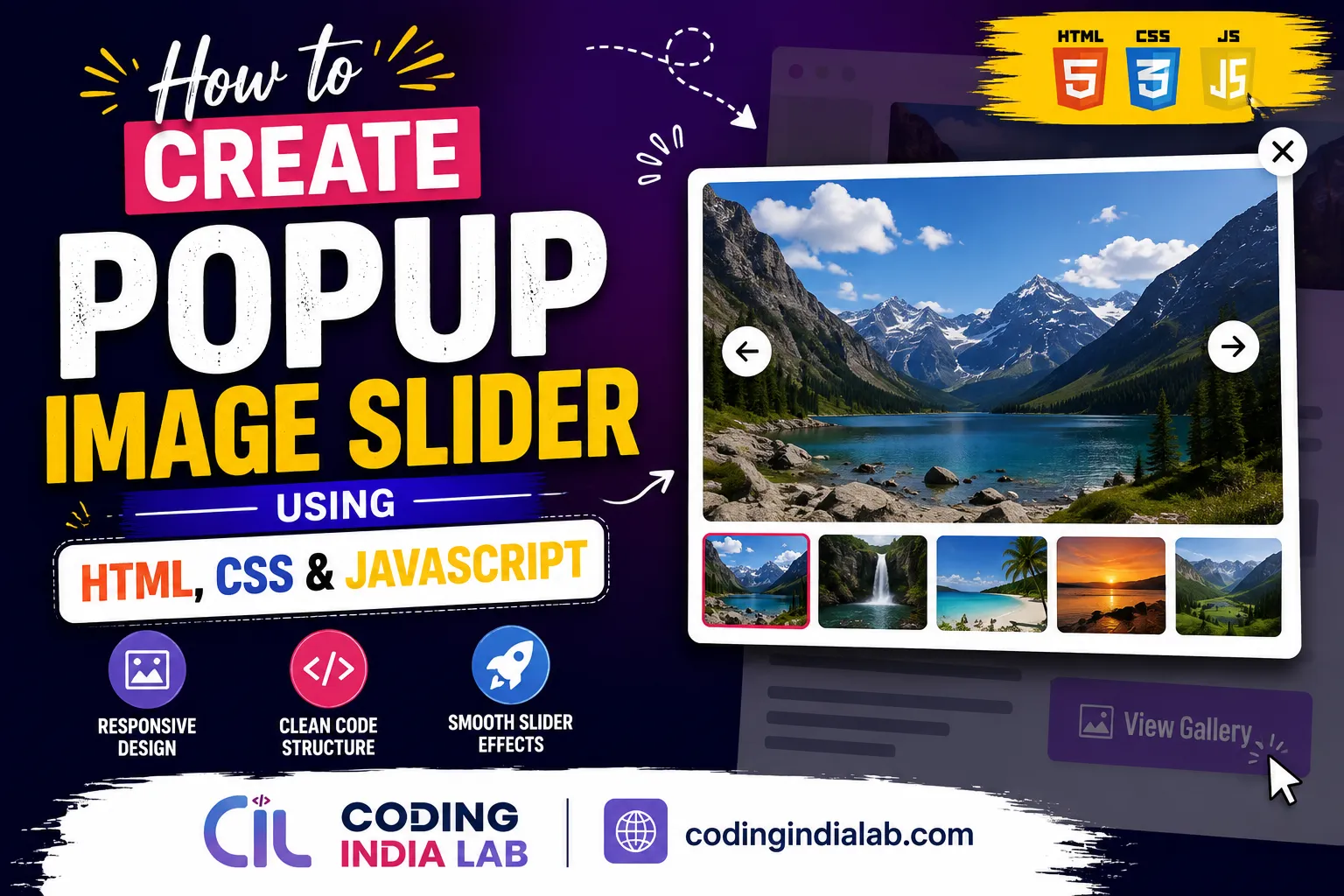 How to Create Popup Image Slider Using HTML, CSS, and JavaScript