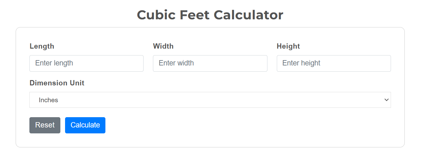 Cubic Feet Calculator screenshort