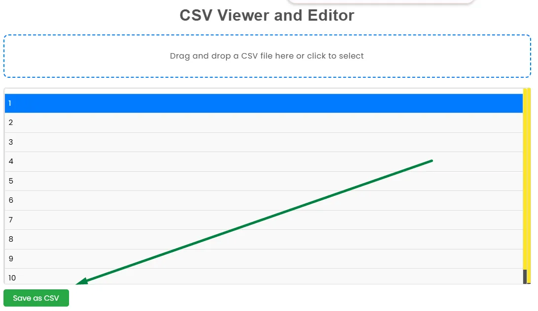 Click to Save as CSV Button and Download