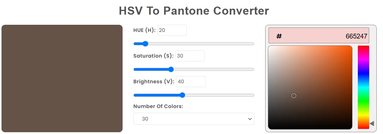 HSV To Pantone Converter